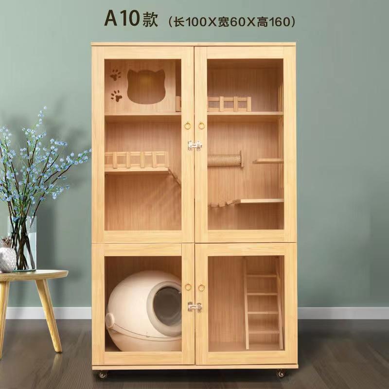 猫の別荘 ネコハウス 猫部屋 猫 ハウス、ベッド アパート ペット キャット別墅 通気 無臭 天然（全実木製） ハウス 通気