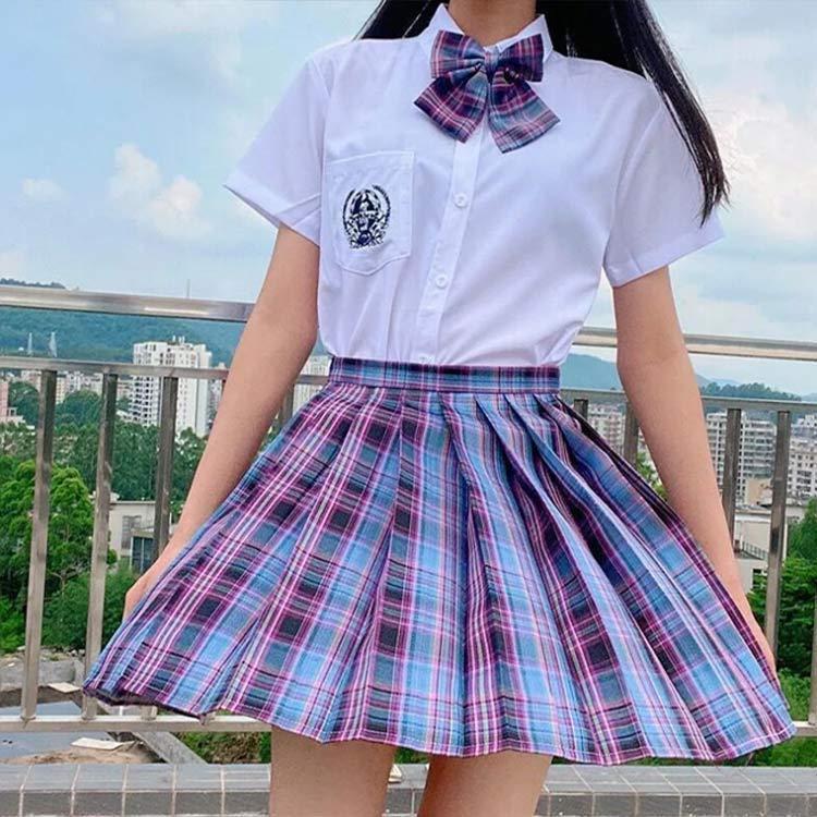 女子高生 制服 スカート リボン付き 紫 Ｓ コスプレ