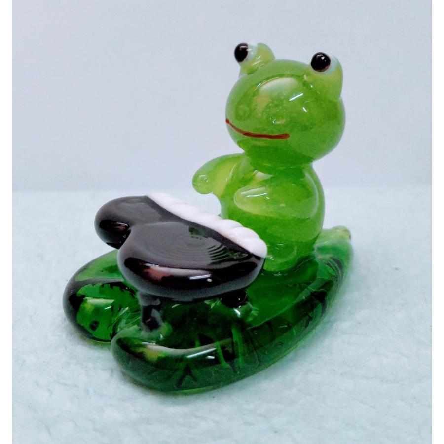 ガラス細工 カエルバンド ピアノ ミニチュア 置物 雑貨 蛙