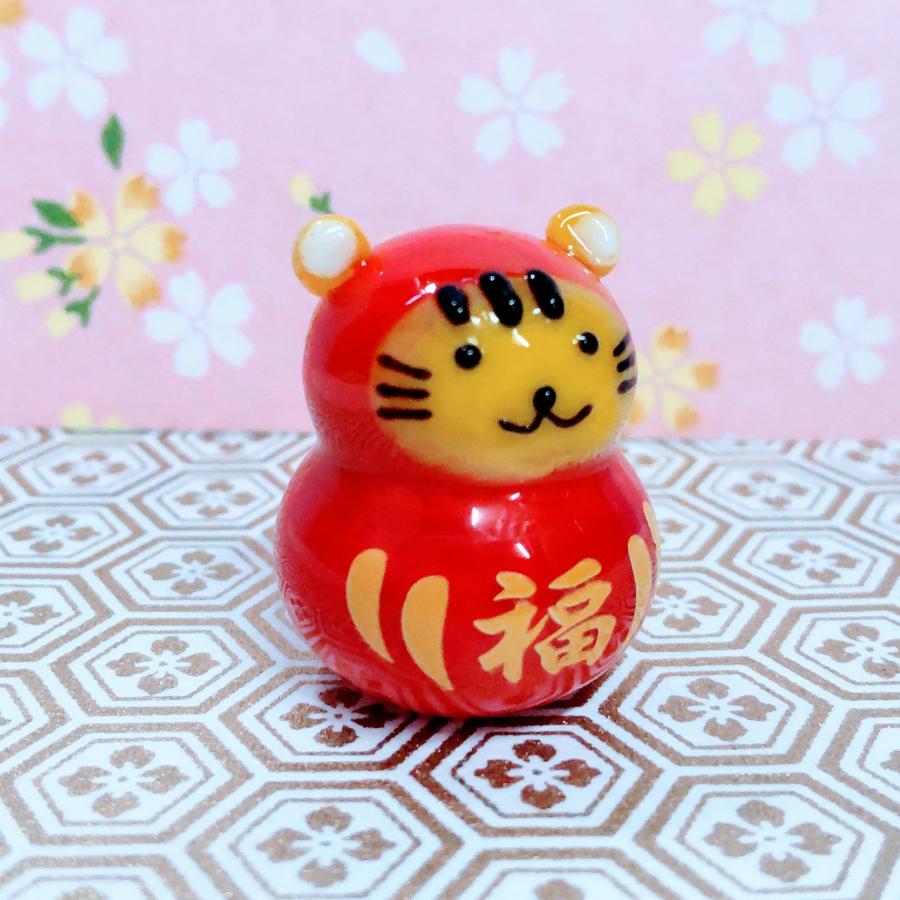 ガラス細工 12支だるま 寅 ミニチュア 雑貨 置物 小物 干支 ダルマ