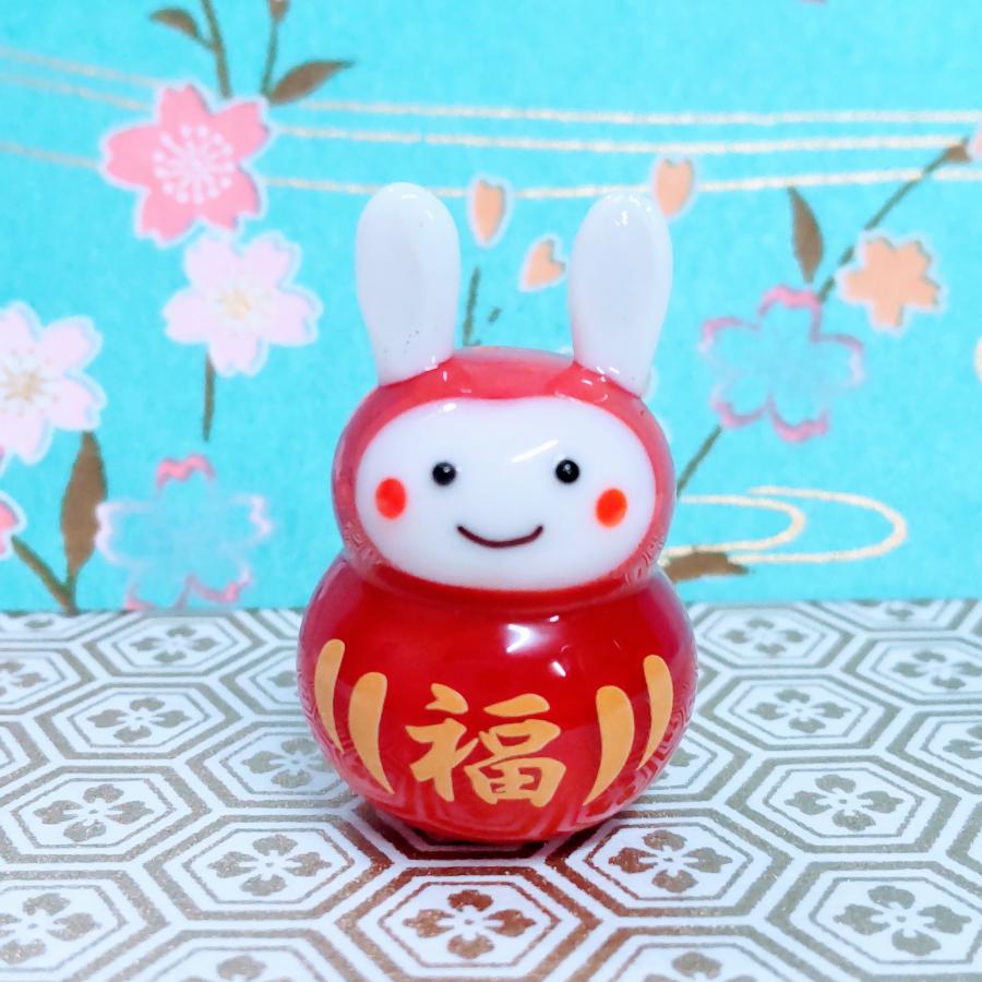 ガラス細工 12支だるま 卯 ミニチュア 雑貨 置物 小物 干支 ダルマ