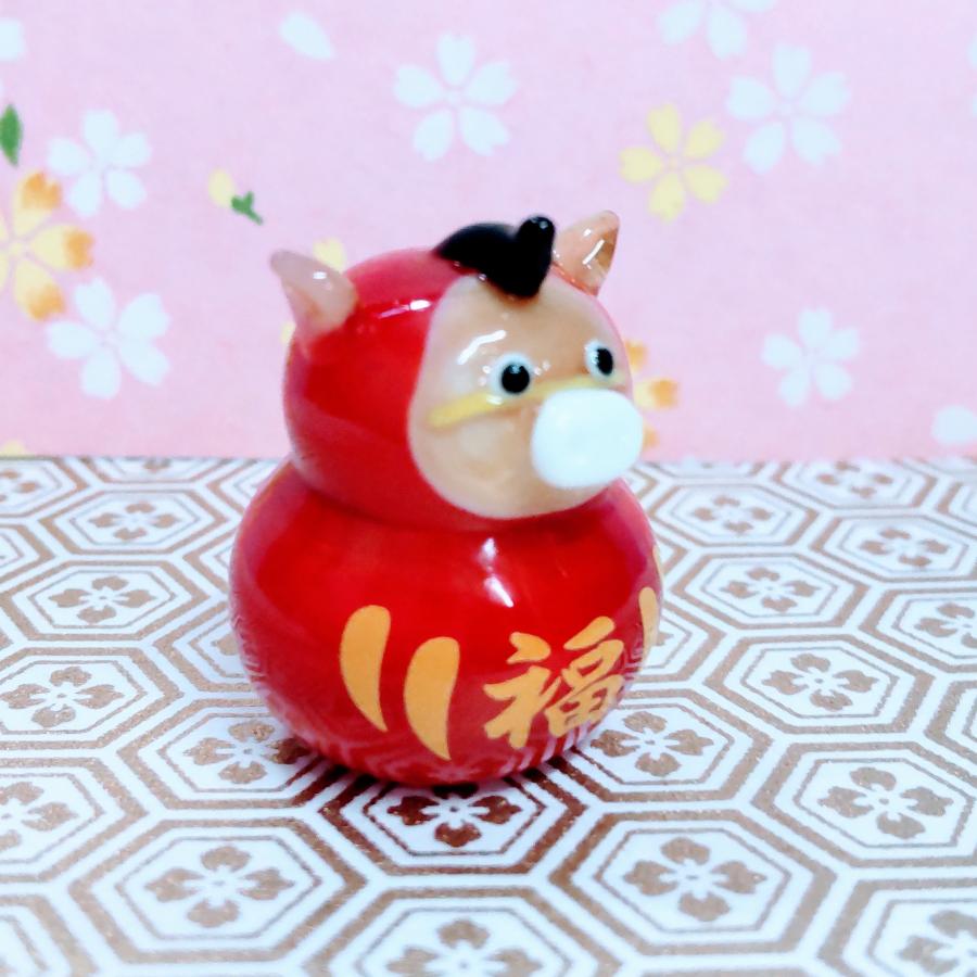 ガラス細工 12支だるま 午 ミニチュア 雑貨 置物 小物 干支 ダルマ