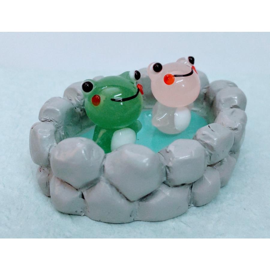 ガラス細工 温泉 カエル ミニチュア 置物 雑貨 蛙 : きたのガラス工芸