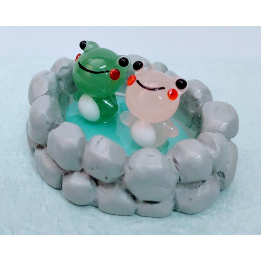 ガラス細工 温泉 カエル ミニチュア 置物 雑貨 蛙 : きたのガラス工芸
