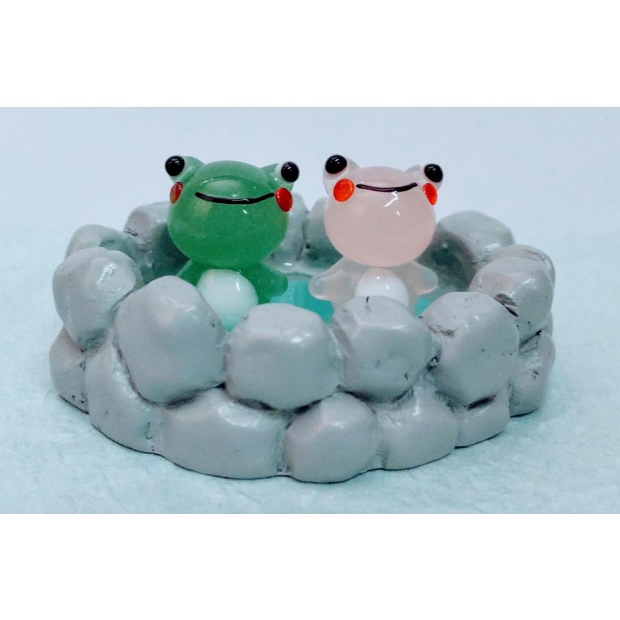 かえるん　ガラス細工　ミニチュア ガラス細工 温泉 カエル ミニチュア 置物 雑貨 蛙 : きたのガラス工芸