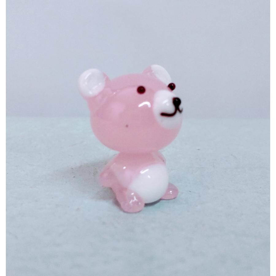 ガラス細工 クマ (M) ピンク ミニチュア 置物 雑貨 動物 熊 : きたの