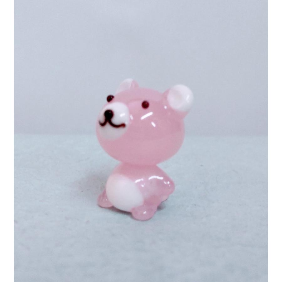 ガラス細工 クマ (M) ピンク ミニチュア 置物 雑貨 動物 熊 : きたの
