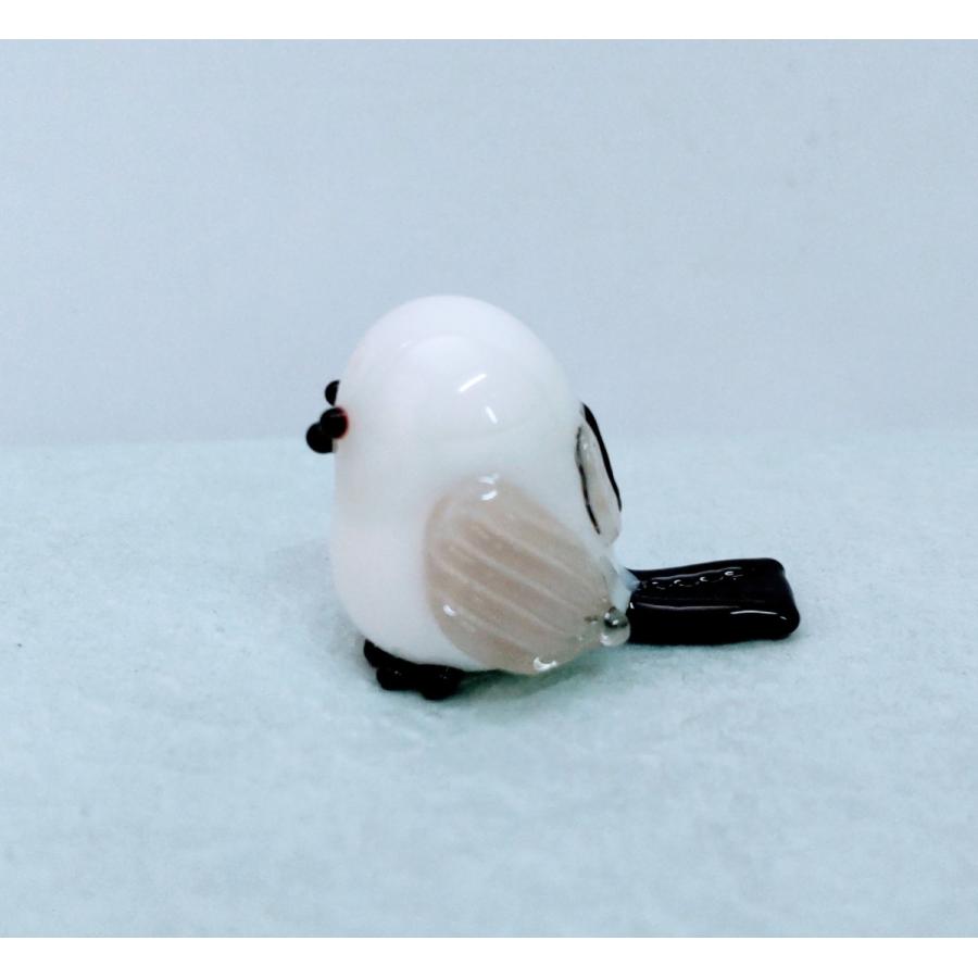 ガラス細工 シマエナガ（M) 羽の色グレー ミニチュア 置物 雑貨 動物