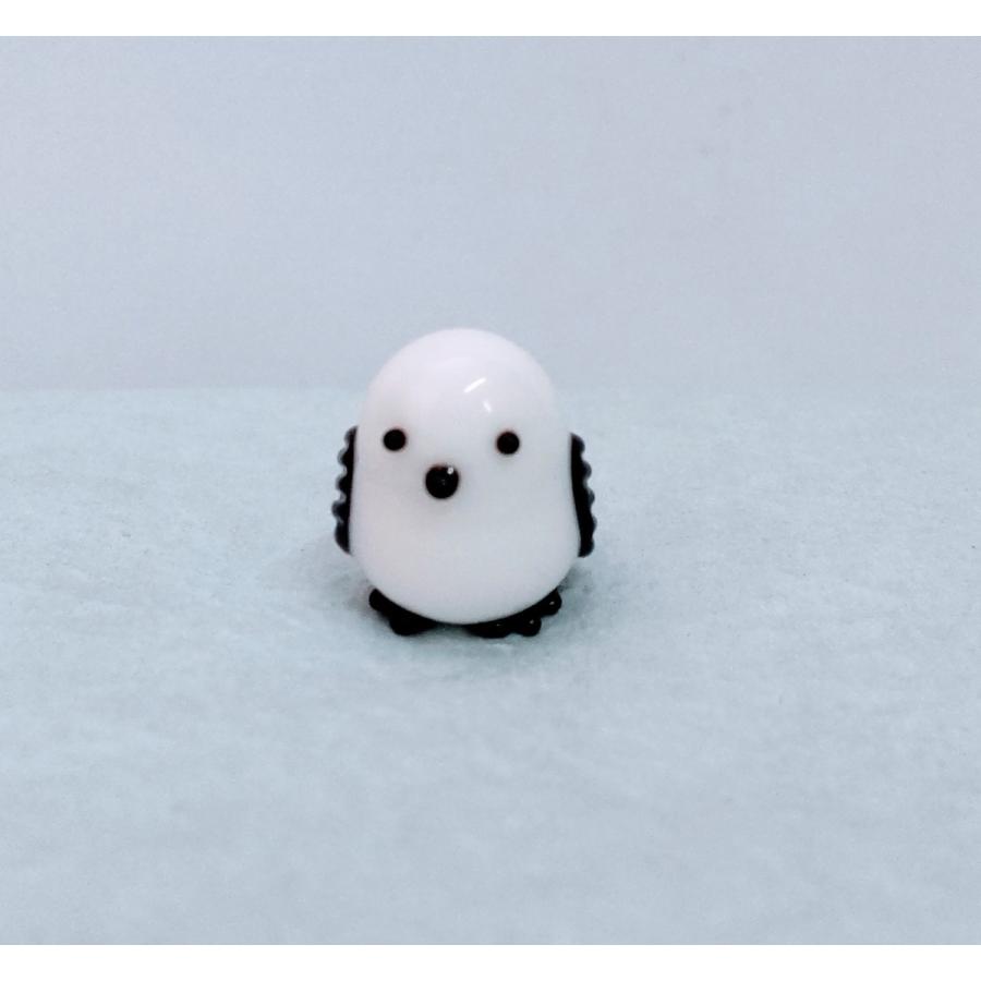 ガラス細工 シマエナガ（S) 羽の色黒 ミニチュア 置物 雑貨 動物 鳥