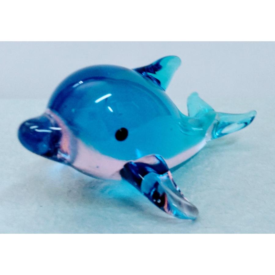 ガラス細工 イルカ（L) 水色/ピンク ミニチュア 置物 雑貨 水族館 海