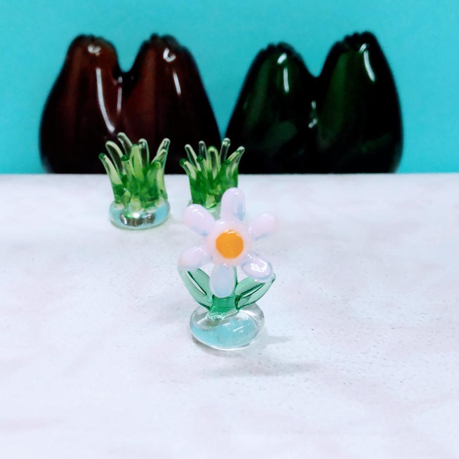 ガラス細工 コスモス（S) ミニチュア 置物 雑貨 小物 花 : きた
