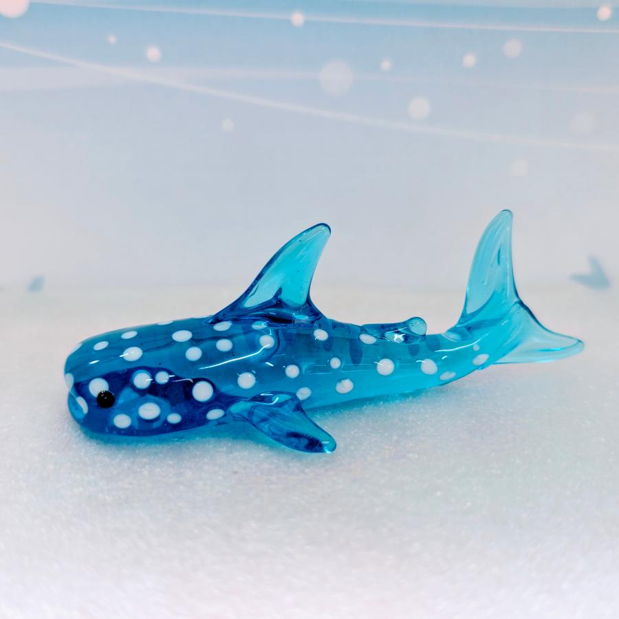 ガラス細工 ジンベイザメ（LL) クリアブルー ミニチュア 雑貨 置物