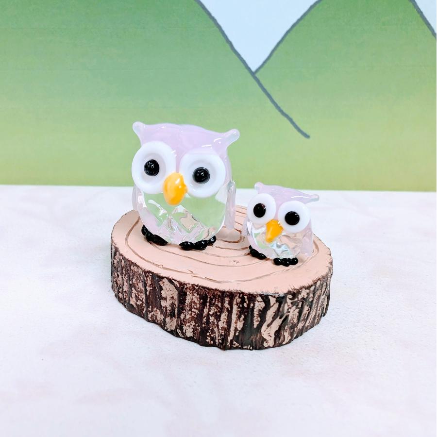 ㊵ ふくろう 置物 ガラス