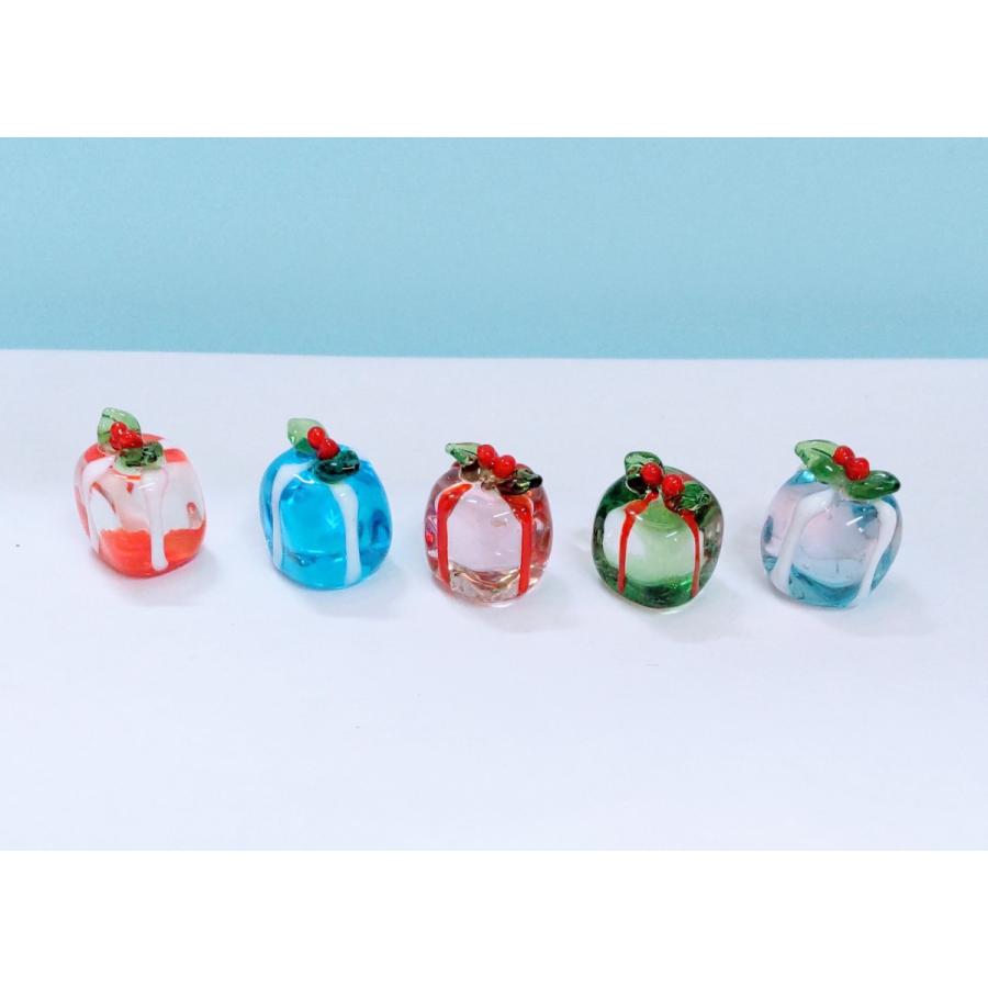 ガラス細工 ミニギフトボックス 赤/クリア ミニチュア 置物 雑貨 小物