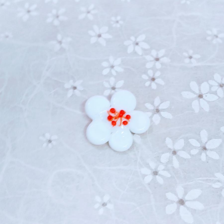 ガラス細工 梅の花（白）パーツ ミニチュア 雑貨 置物 小物 花 : きた