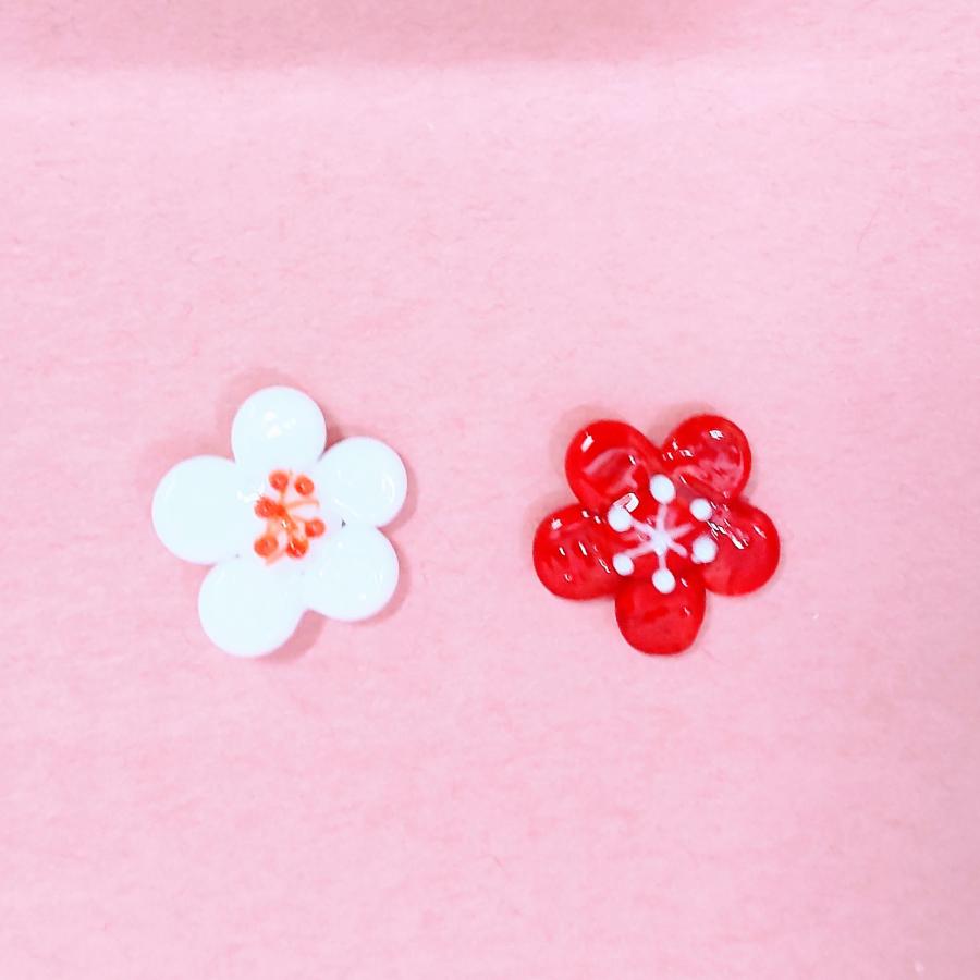 ガラス細工 梅の花（白）パーツ ミニチュア 雑貨 置物 小物 花 : きた