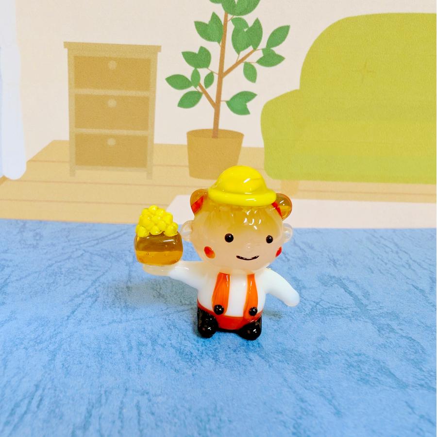 ガラス細工 女の子と豆まき ミニチュア 雑貨 置物 小物 節分 : きたの