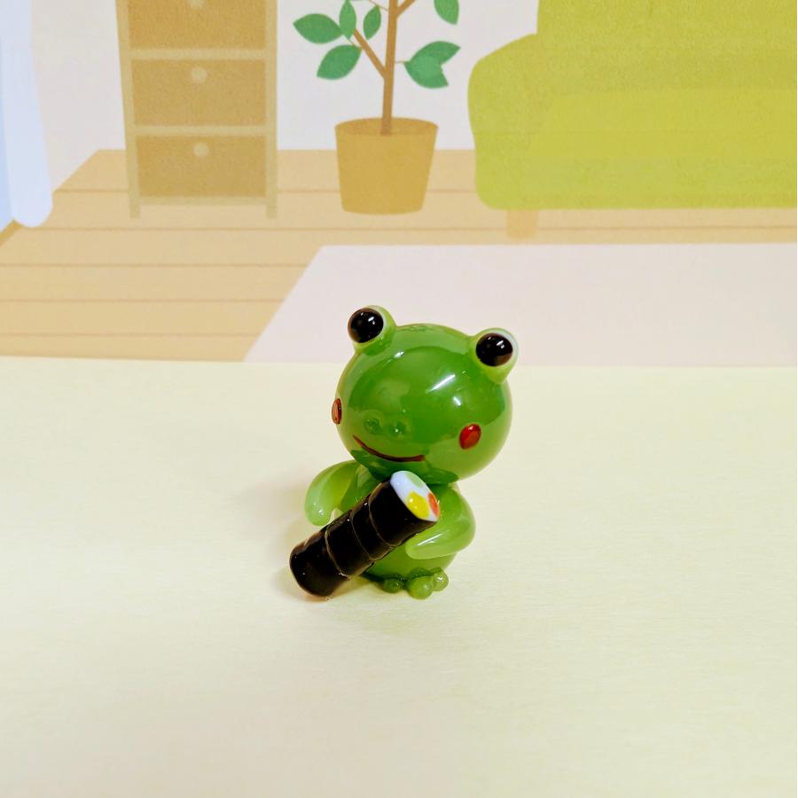 かえる　ガラス細工　ミニチュア カエルグッズ ガラス細工 ミニチュア 置物 かわいい 花カエル S ビブロ