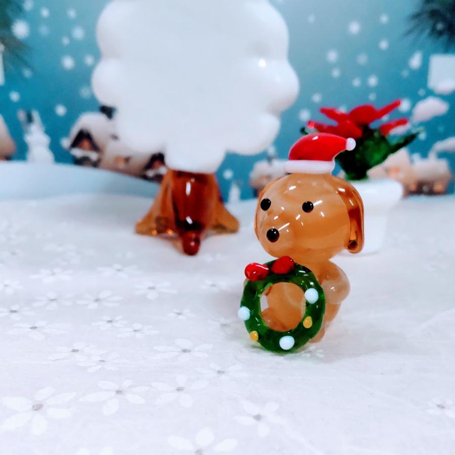 ガラス細工 ミニリース ミニチュア 雑貨 置物 小物 クリスマス : きた 