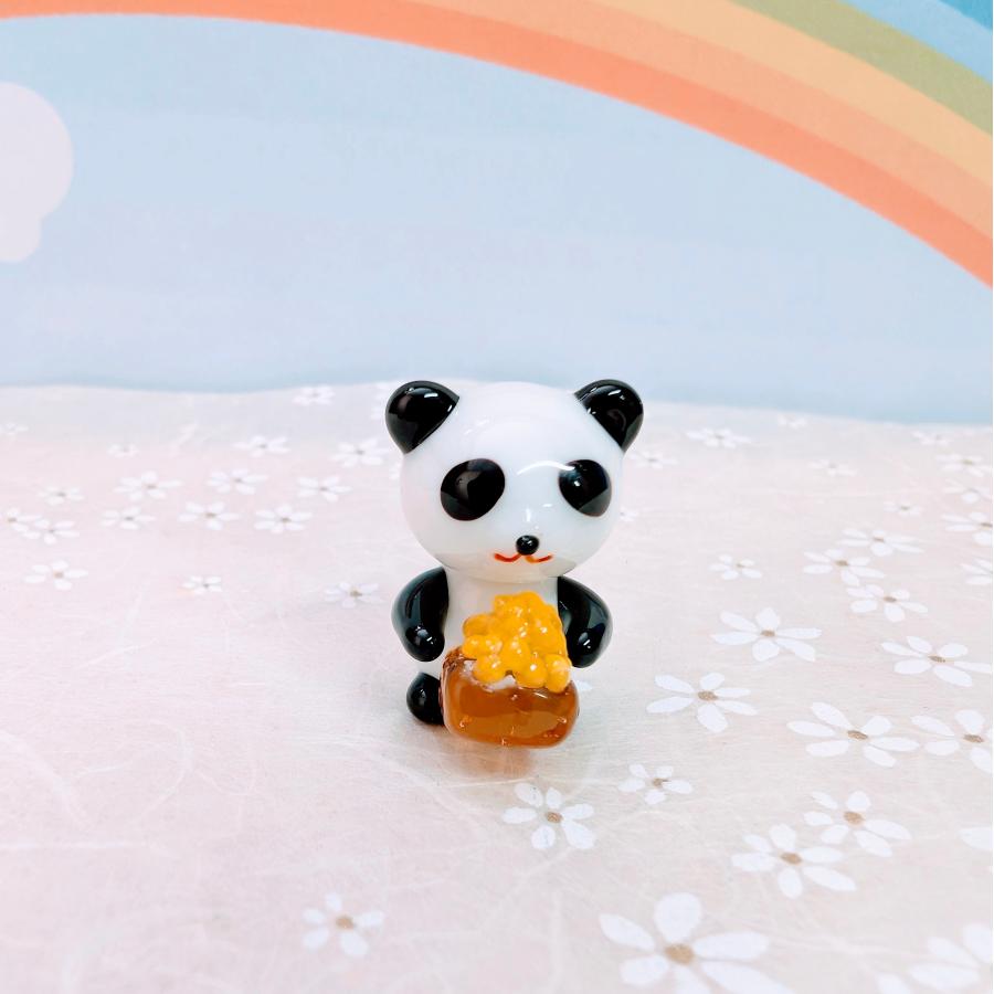 ガラス細工 パンダの豆まき ミニチュア 雑貨 置物 小物 : きたのガラス