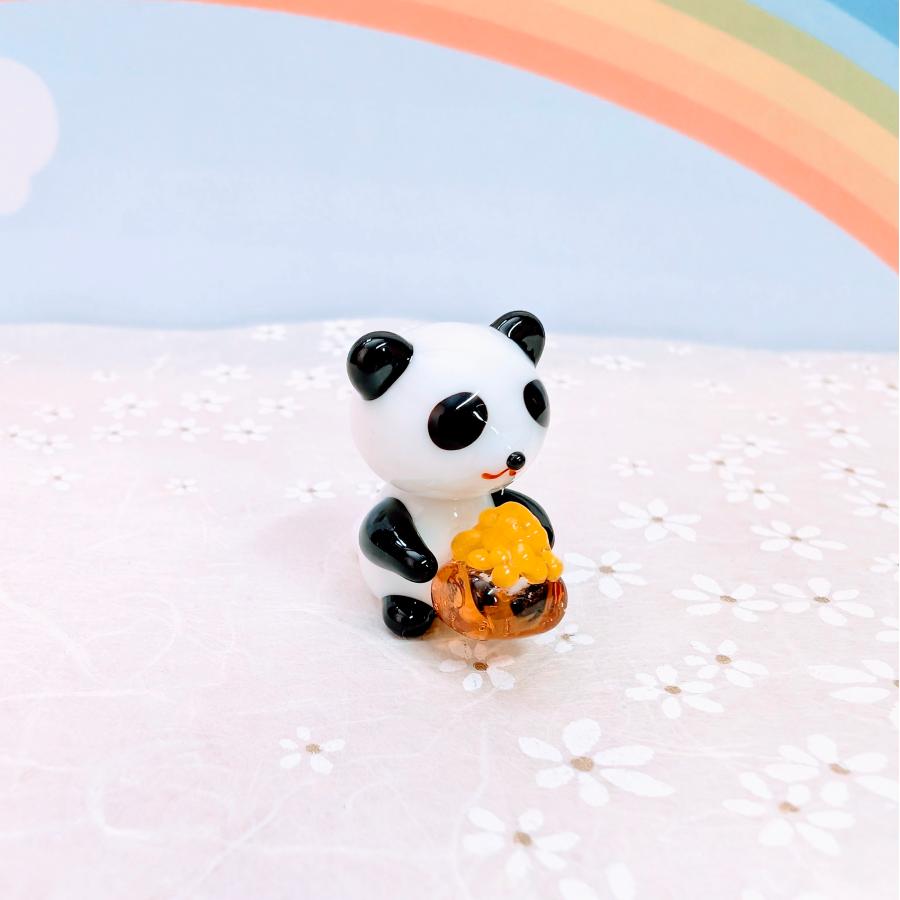 ガラス細工 パンダの豆まき ミニチュア 雑貨 置物 小物 : きたのガラス