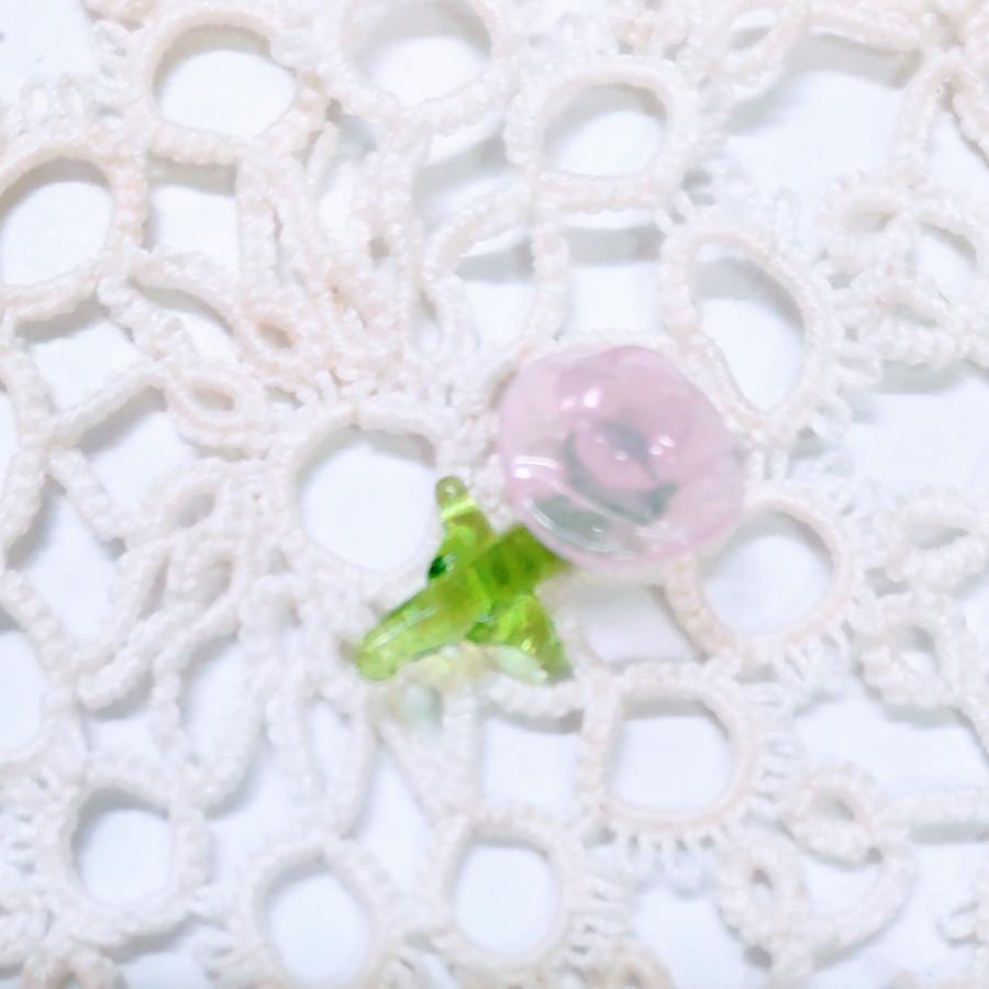 ガラス細工 ミニパーツ ローズ ピンク ミニチュア 花 薔薇 : きたの