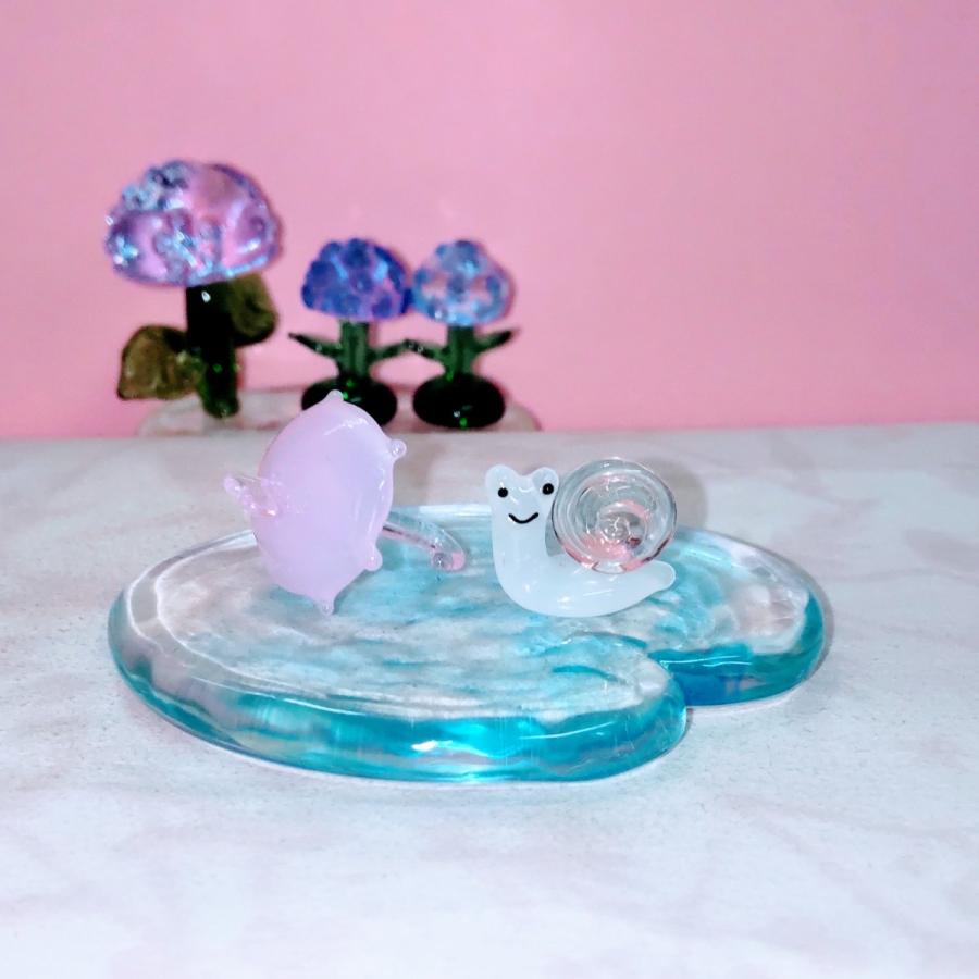 ガラス細工 傘 ピンク（ハート付) ミニチュア 雑貨 置物 小物 雨