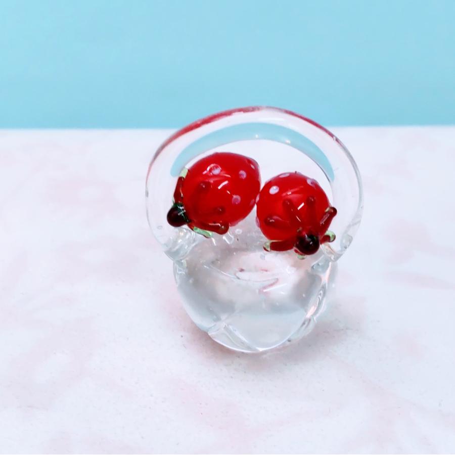 ガラス細工 いちご（ミニ） ミニチュア 雑貨 置物 小物 フルーツ 苺