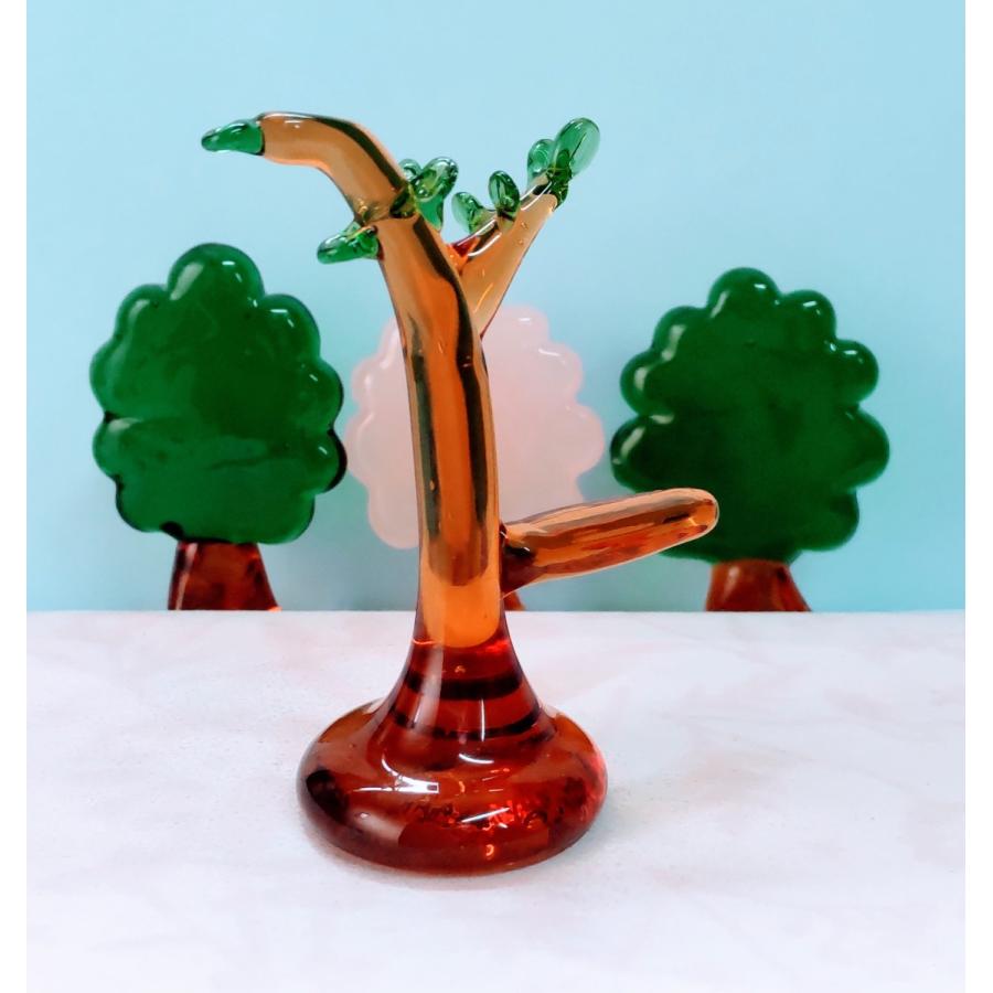 ガラス細工 乗せて飾れる木（茶）ミニチュア 雑貨 置物 小物 木