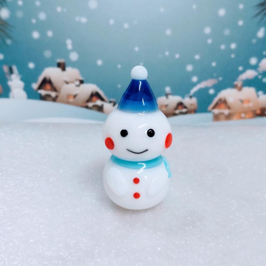 ガラス細工 雪だるま(L)青 ミニチュア 雑貨 置物 小物 ガラス細工 雪だるま(L)青 ミニチュア 雑貨 置物 小物