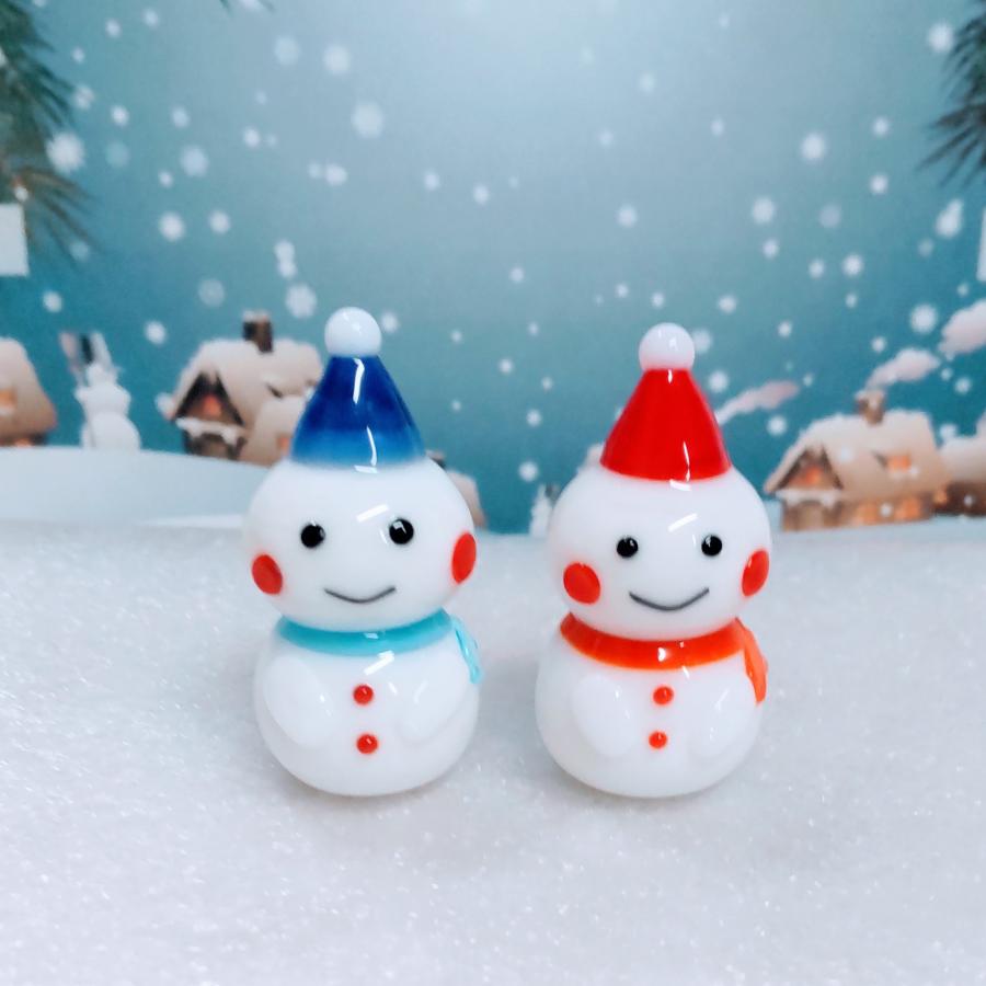 ガラス細工 雪だるま(L)青 ミニチュア 雑貨 置物 小物 ガラス細工 雪だるま(L)青 ミニチュア 雑貨 置物 小物