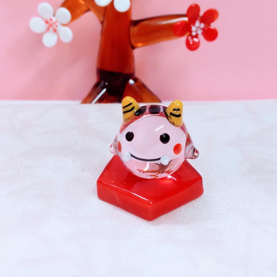 鬼とカミナリ　ガラス細工　ミニチュア 鬼とカミナリガラス細工ミニチュア