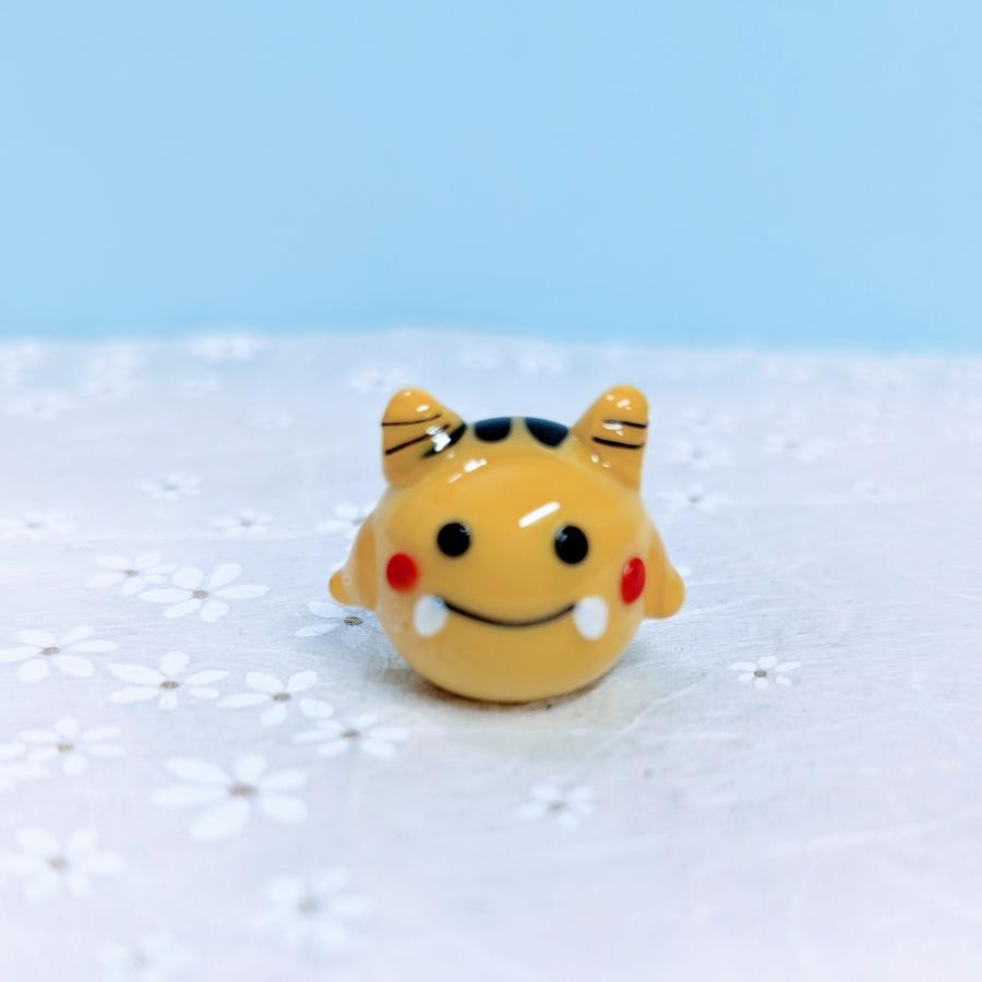 ガラス細工 おにまる君（イエロー）ミニチュア 雑貨 置物 小物 節分 鬼