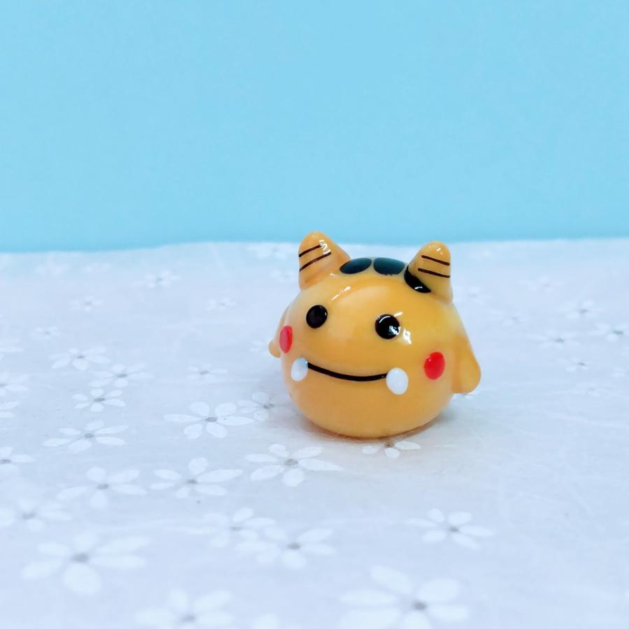 ガラス細工 おにまる君（イエロー）ミニチュア 雑貨 置物 小物 節分 鬼