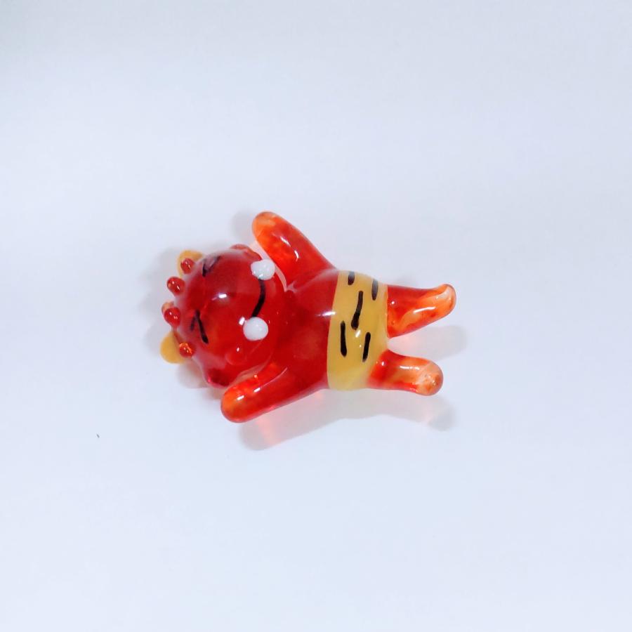 ガラス細工 倒れている赤鬼 ミニチュア 雑貨 置物 小物 節分 おに