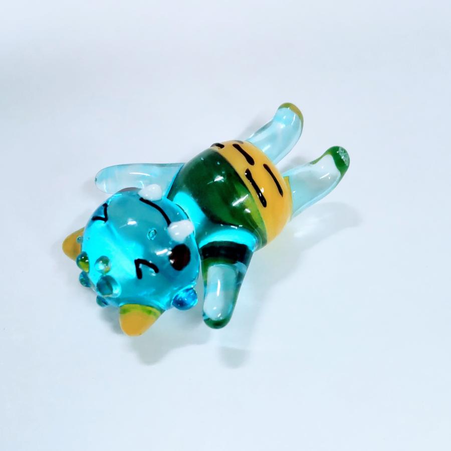 ガラス細工 倒れている青鬼 ミニチュア 雑貨 置物 小物 節分 おに