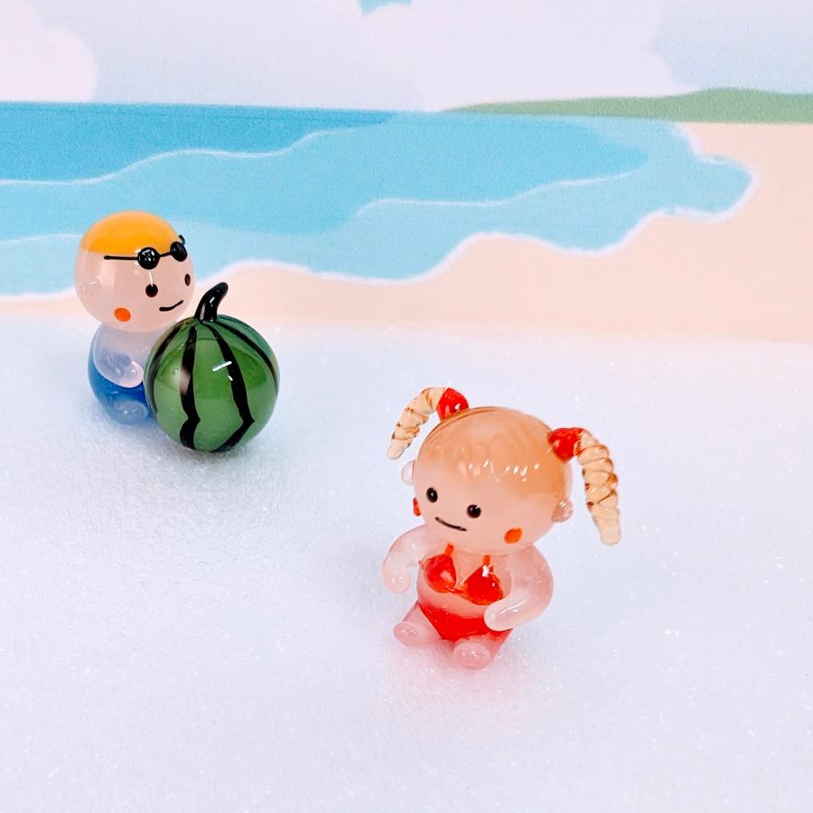 ガラス細工 女の子（水着）ミニチュア 雑貨 置物 小物 夏 海 : きたの