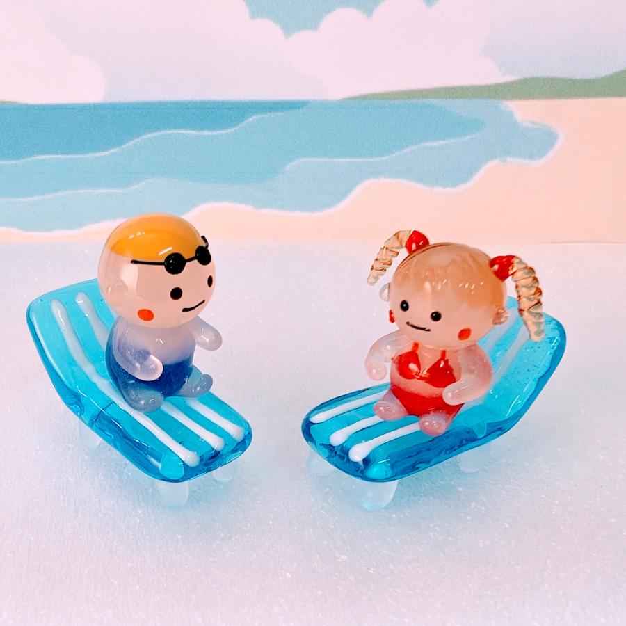 ガラス細工 女の子（水着）ミニチュア 雑貨 置物 小物 夏 海 : きたの