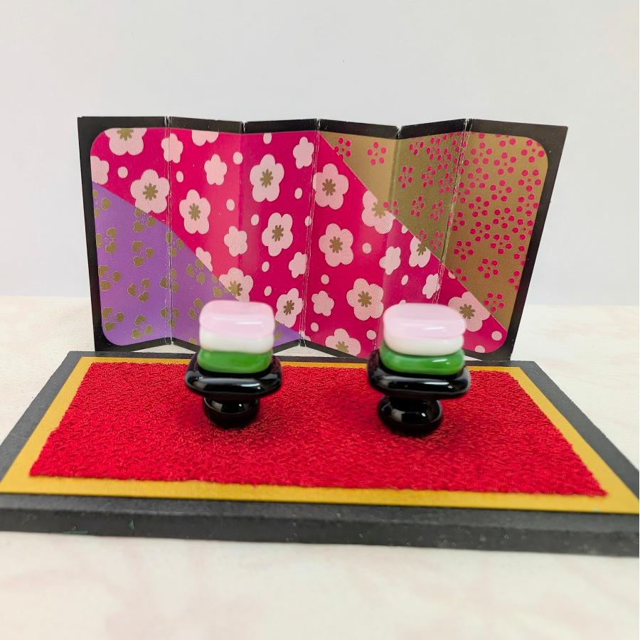 ガラス細工 菱餅ペア（S) ミニチュア 雑貨 置物 小物 ひな祭り