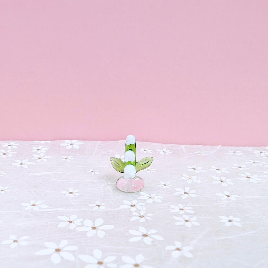 ガラス細工 スズラン（ミニ）ミニチュア 雑貨 置物 小物 花 : きたの