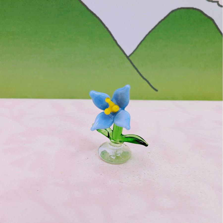 ガラス細工 ききょう（S) ミニチュア 雑貨 置物 小物 花 桔梗 : きたの