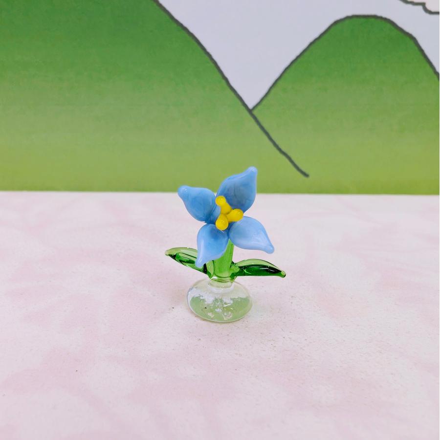 ガラス細工 ききょう（S) ミニチュア 雑貨 置物 小物 花 桔梗 : きたの