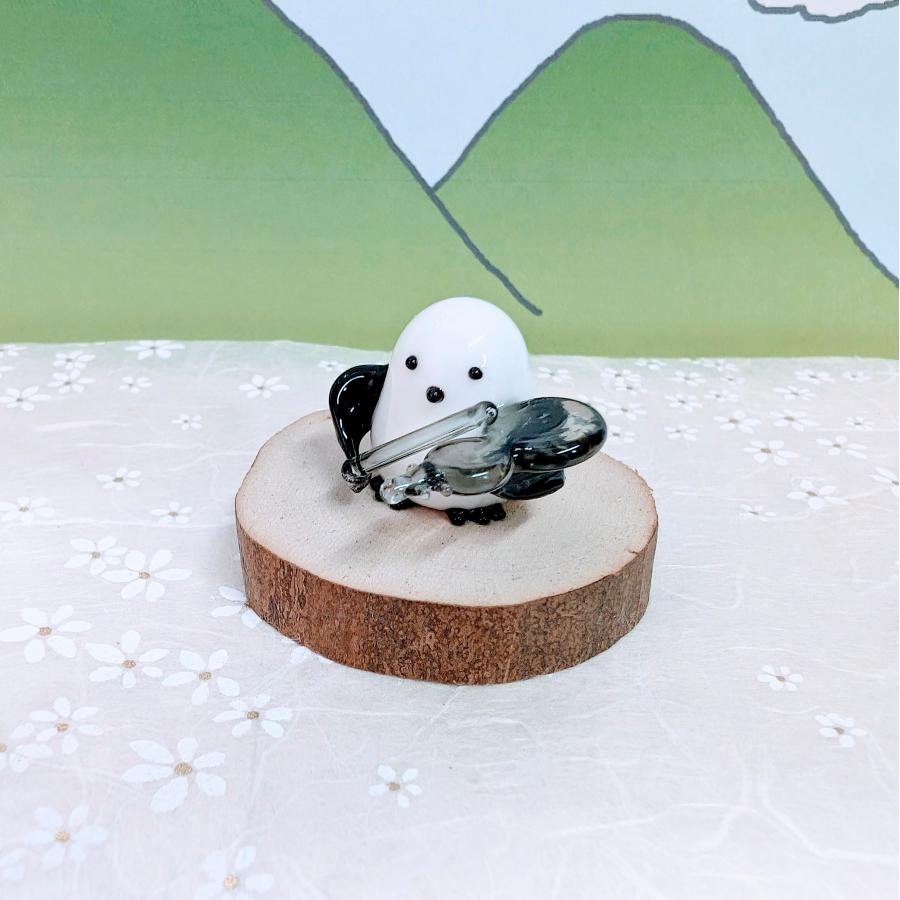 ガラス細工 シマエナガバンド（バイオリン）ミニチュア 雑貨 置物 小物