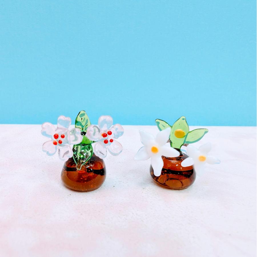 ガラス細工 桜と橘セット ミニチュア 雑貨 置物 小物 桃の節句 : きた