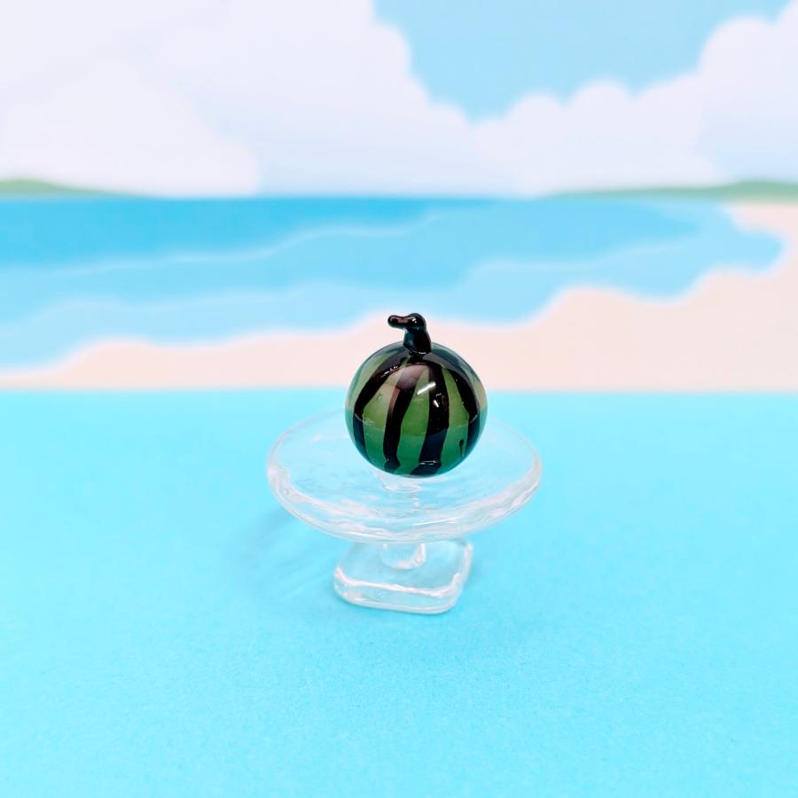 ガラス細工 スイカ（丸）ミニチュア 雑貨 置物 小物 西瓜 : きた