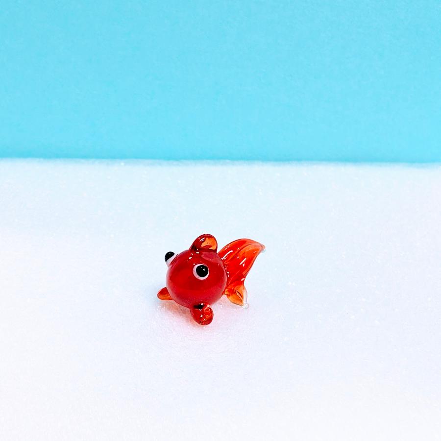 ガラス細工 金魚（S）赤 ミニチュア 雑貨 置物 小物 夏 : きたのガラス