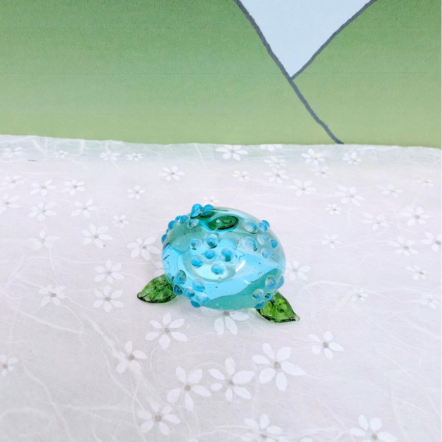 ガラス細工　アジサイ（L)　青　ミニチュア　雑貨　置物　小物　花　紫陽花（Yahoo!・きたのガラス工芸）