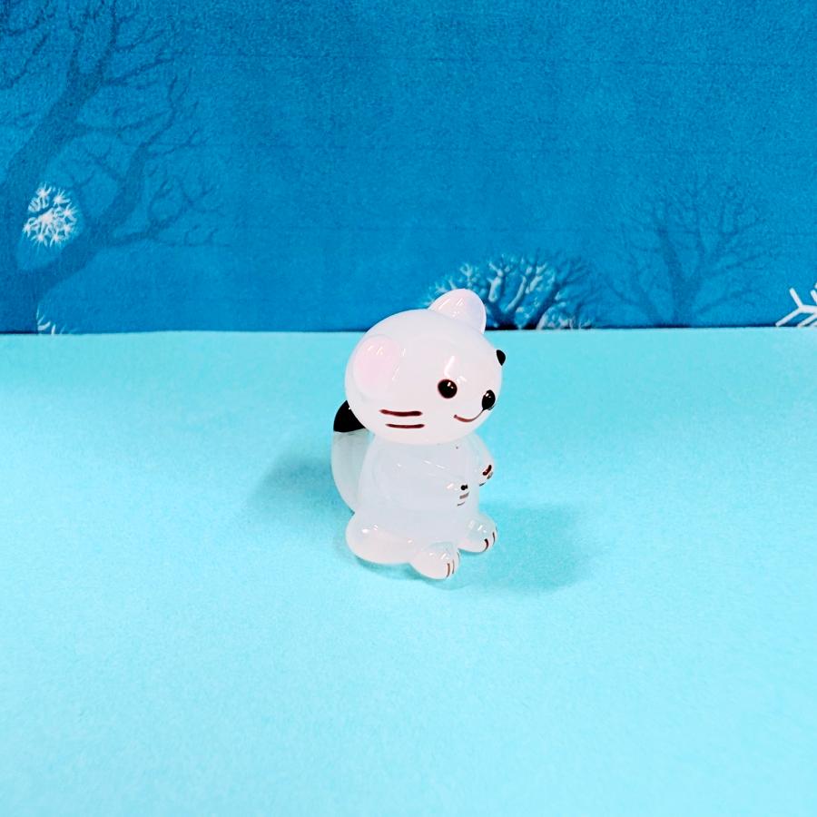 ガラス細工 エゾオコジョ（M) ミニチュア 置物 北海道 : きたのガラス