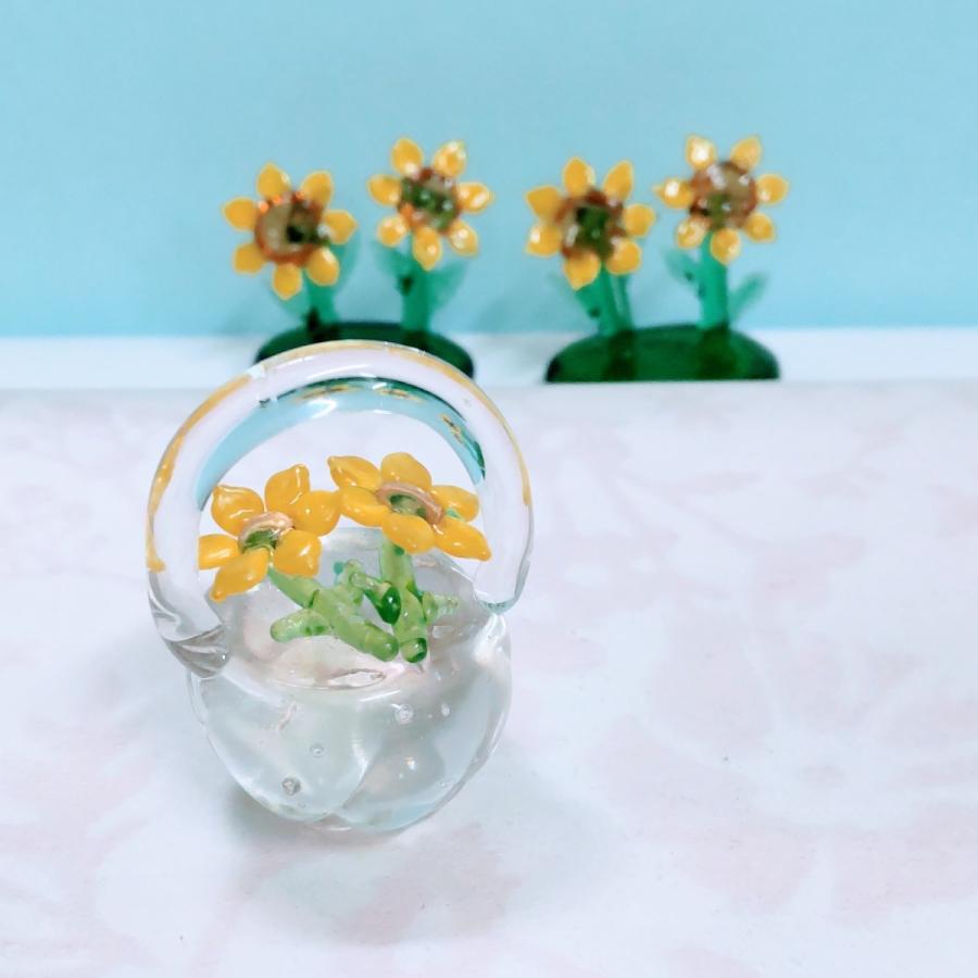 ガラス細工 フラワーバスケット ひまわり ミニチュア 置物 雑貨 小物 花 T 2 きたのガラス工芸 通販 Yahoo ショッピング