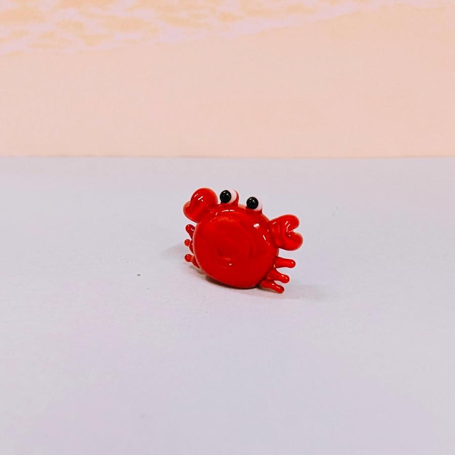 ガラス細工 カニ（S) 立 ミニチュア 置物 蟹 : きたのガラス工芸